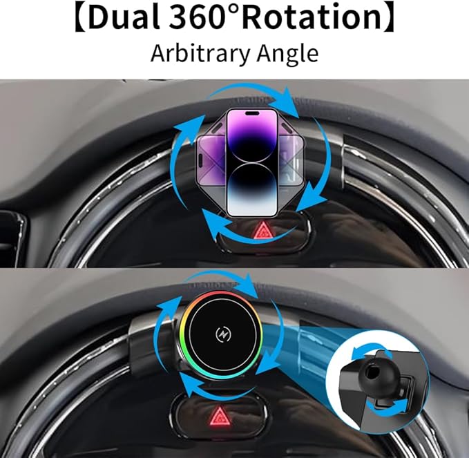 Car Magnetic Phone Holder Mount for MINI F54 F55 F56 F57 F60 [ 2022 2023 2024 F-Series Clubman/Convertible/Hardtop 2 & 4 Door] and 2021-2024 Countryman Auto Accessories Best Fast 15W Wireless Charger