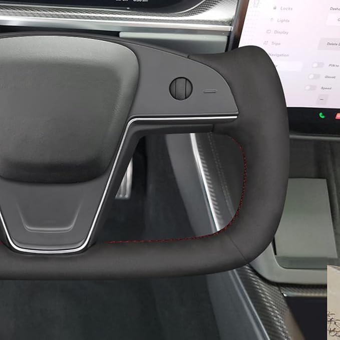 MEWANT Stitching Steering Wheel Cover for Tesla Model S Yoke Model X Tesla Yoke Steering Wheel Wrap Model S Accessories