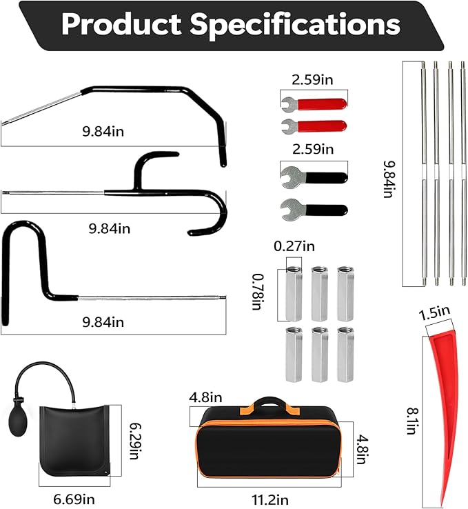 20 pcs Stainless Steel Repair Tools, 59 inch Portable Repair Tools for Routine Vehicle Maintenance