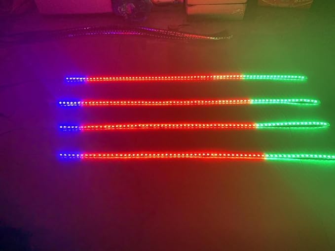 4PCS 4FT (1.2M) RGB Dream Color Chasing LED Light Strips, Bluetooth + Remote | for Polaris Slingshot Hood, Underglow, Grille, Fender, Wheel | Lights for Slingshot