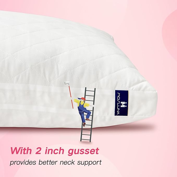 Memory Foam Pillows Queen Size Set of 2，Adjustable Bed Pillow with Gusseted for Sleeping，Medium Firm Pillows 2 Pack for Side, Back or Stomach Sleepers (20 x 30 in, White)