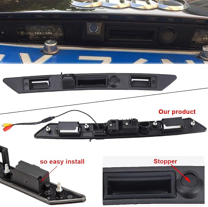 HD Night Vision Rear View Parking Camera Waterproof Trunk Handle Backup Camera Without Switch for OEM 8P48275743FZ 4L0827574 Audi A3 A4/S5 B6 A6/S6 Models Q7 RS3 S3 RS4 S4 RS6 S6 A6 A6L(No.LS8001B)