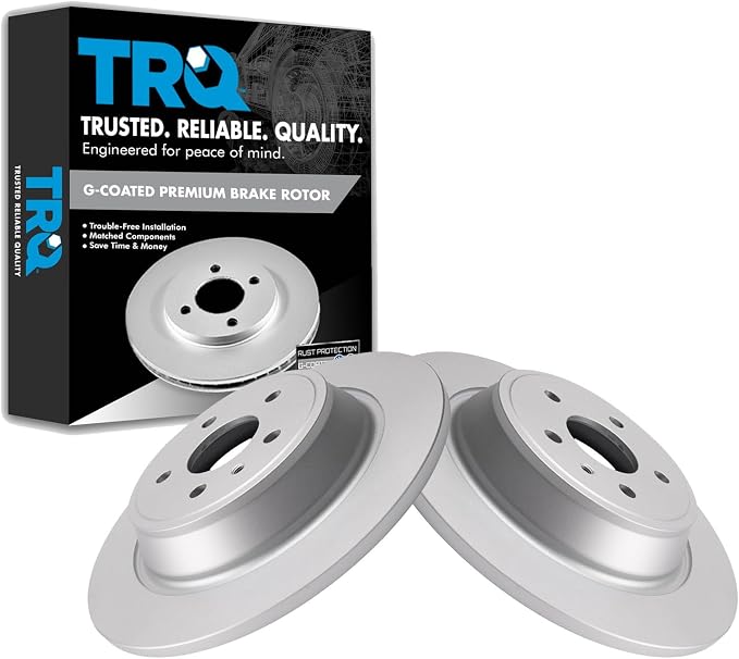 TRQ Rear Brake Rotor Set G Coated Solid Compatible with 2017-2019 Ford Escape 2013-2020 Fusion 2015-2019 Lincoln MKC 2013-2016 MKZ