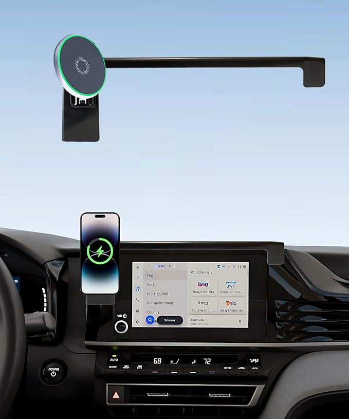 Car Phone Holder for Toyota Camry 2025 2026 Accessories 15W MagSafe Fast Wireless Charger Cell Phone Mount Apply to 8 Inch Touch Screen Fixed Clip 360° Rotation