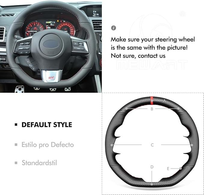 MEWANT DIY Black Matte PU Carbon Fiber Perforated Genuine Leather Steering Wheel Cover for Subaru WRX (STI) Levorg 2015
