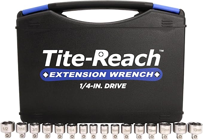 Original TITE-REACH 1/4” Drive Low Profile Socket Set, Magnetic Inserts, Standard and Metric, Stubby Sockets, Made for Tight Spaces