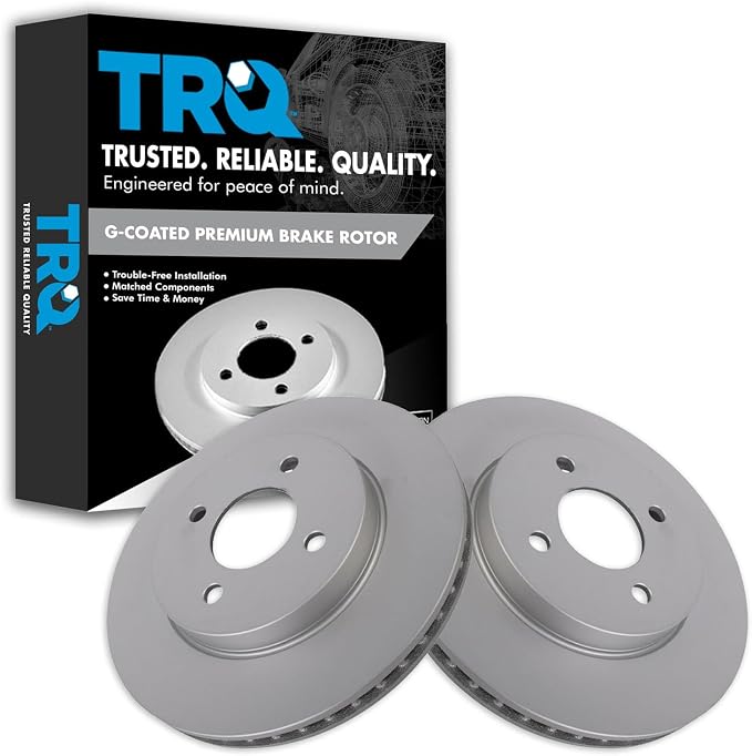 TRQ Front Brake Rotor Set G Coated Vented Compatible with 2012-2019 Nissan Versa 2014-2019 Versa Note