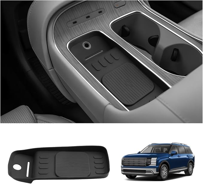 LUWU 2026 Palisade Wireless Charging Anti-Slip Mat Compatible with 2026 Hyundai Palisade Accessories Silicone Protective Pad Liner Premium Protective Pad Center Console Phone Charger Liner Mat Black