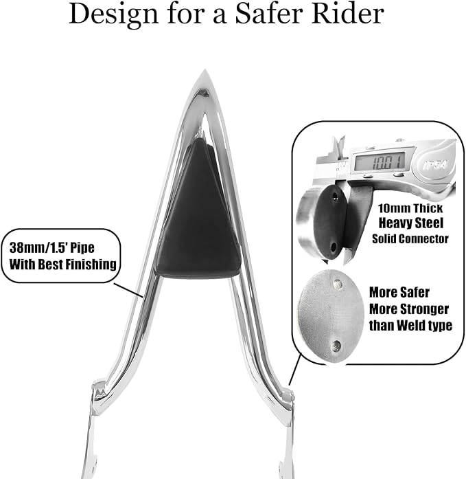 2026-2009 Motorcycle Detachable Backrest Sissy Bar Passenger Back Rest Pad for Harley Touring Road Glide Road King CVO Street Glide Electra Glide Ultra (22" Chrome)
