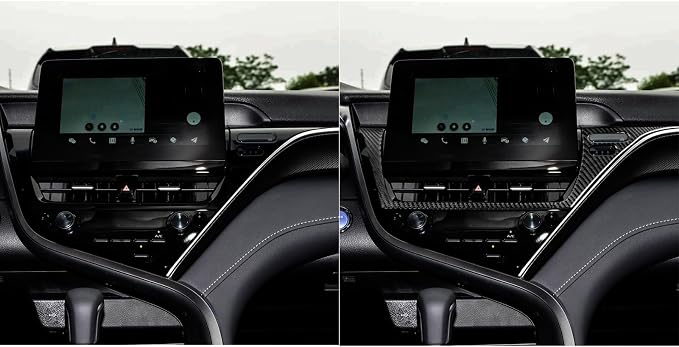 NVCNX Real Premium Carbon Fiber for Toyota Camry Accessories 2021-2024 2022 2023 SE/LE/SE Nightshade/L/TRD Gas Hybrid Car Dash Infotainment System Panel Cover Interior Trim Overlay Sticker Decal 2PCs