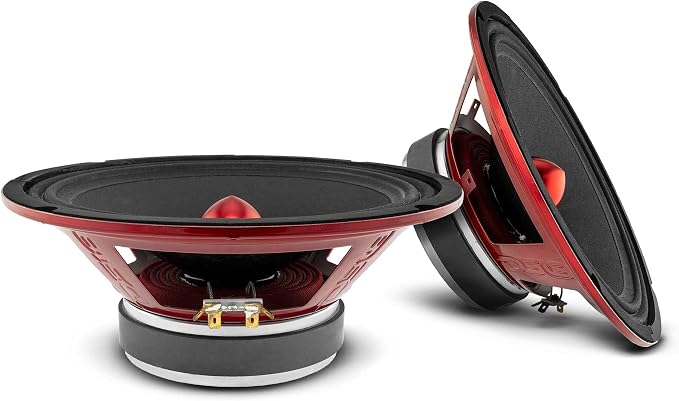 DS18 PRO-X10BM Loudspeaker - 10", Midrange, Red Aluminum Bullet, 600W Max, 300W RMS, 8 Ohms - Premium Quality Audio Door Speakers for Car or Truck Stereo Sound System (1 Speaker)