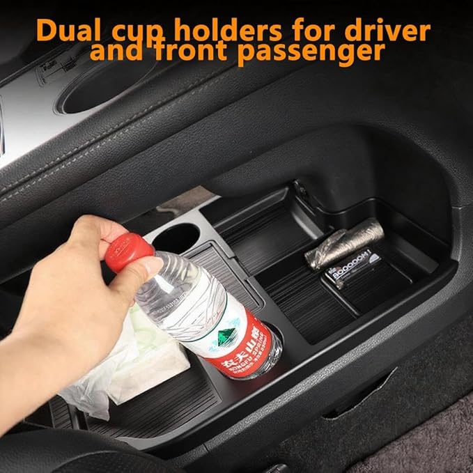 JYCDC Lower Center Console Organizer Compatible with Toyota Sienna 2021–2026, Under Bridge Storage Tray with Cup Holders, Floor Insert Box Interior Accessories (Center Console Organizer)