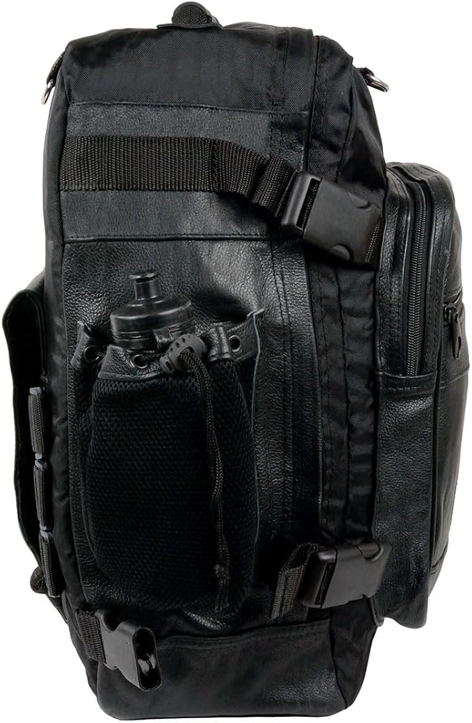 Milwaukee Leather SH54001 Medium Black Leather and Textile Motorcycle Cruiser Sissy Bar Back Pack - Medium