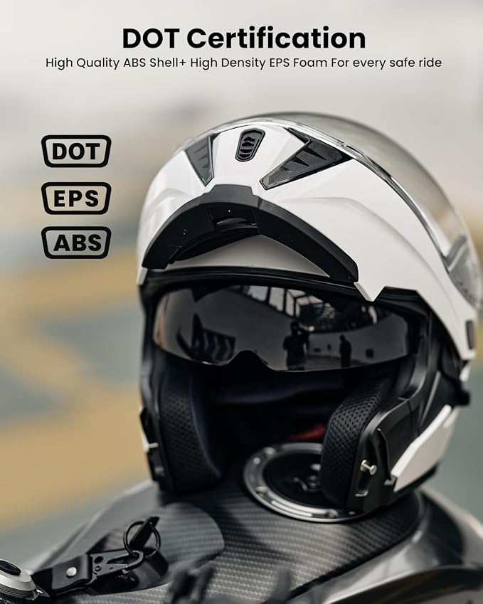 ILM Motorcycle Modular Full Face Helmet for Adult Flip up Dual Visor LED Tail Light Optional DOT