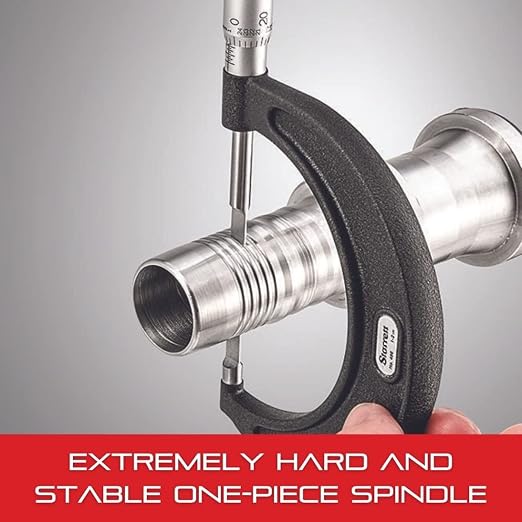 Starrett Outside Micrometer with One-Piece Spindle, Advanced Sleeve Design and Tapered Frame - Quick and Easy Adjustment,0-1" Range, .0001" Graduation - T230XRL