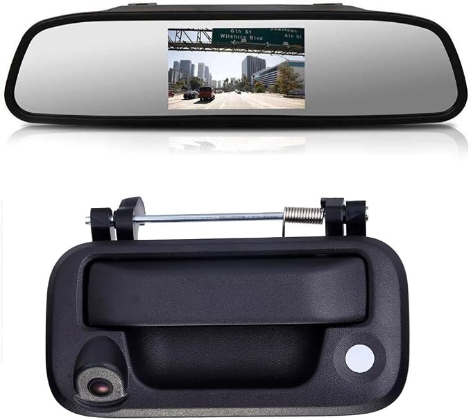 HD CCD Car Trunk Handle Camera Rear View Camera Parking Backup Camera+4.3" LCD Screen Mirror Replacement for Ford F150 F250 F350 F450 F550 2008-2014
