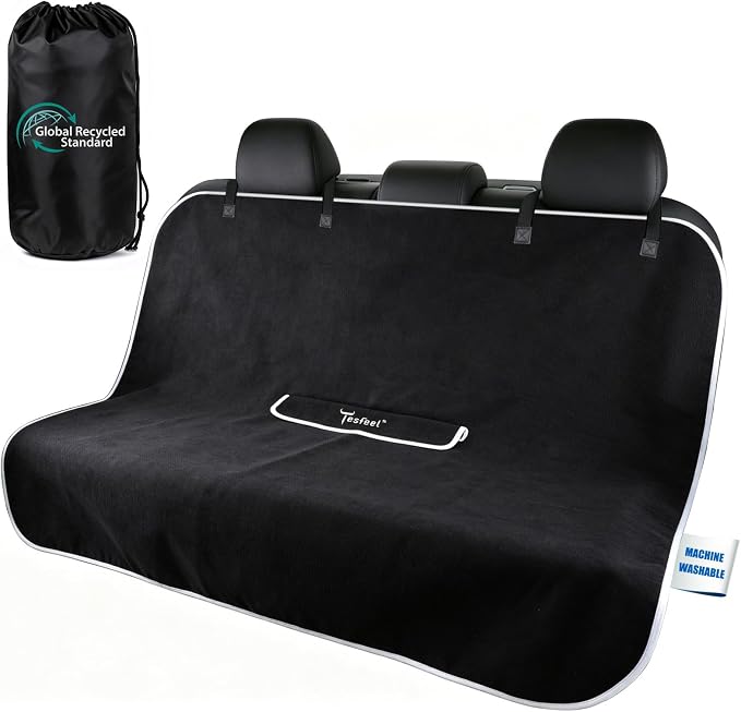 1160g Heavy Duty Towel Car Seat Cover, Sweatproof Absorbent Microfiber Rear Seat Protector for Gym Beach Athletes, Universal Fit Waterproof Back Seat Mat for Sedans SUV Minivans(Black, 1PC)