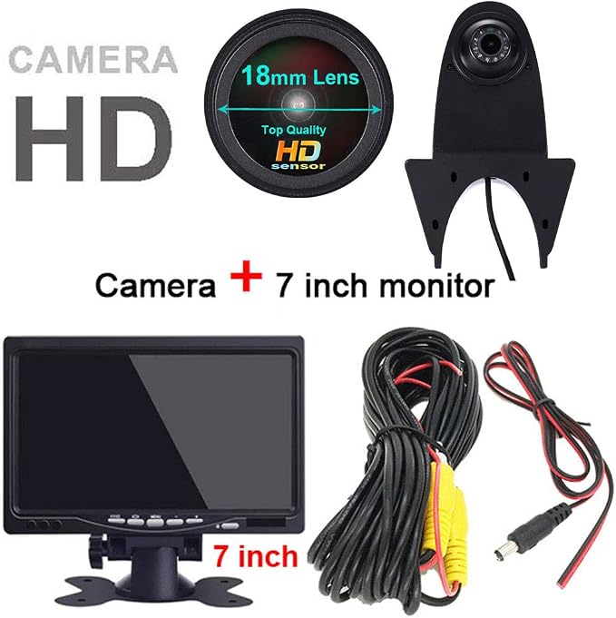 Brake Lamp Rear View Car Backup Camera Replacement for VW Crafter T5 Benz Sprinter vito Viano Citroen Dacia Fiat Ford Hyundai Isuzu Iveco Mitsubishi Nissan Seat Skoda Toyota+7" Reverse Monitor
