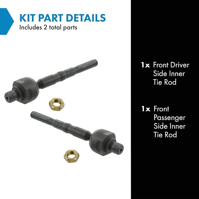 TRQ Front Inner Tie Rod Set 2 Piece Compatible with 2003-2009 Kia Sorento