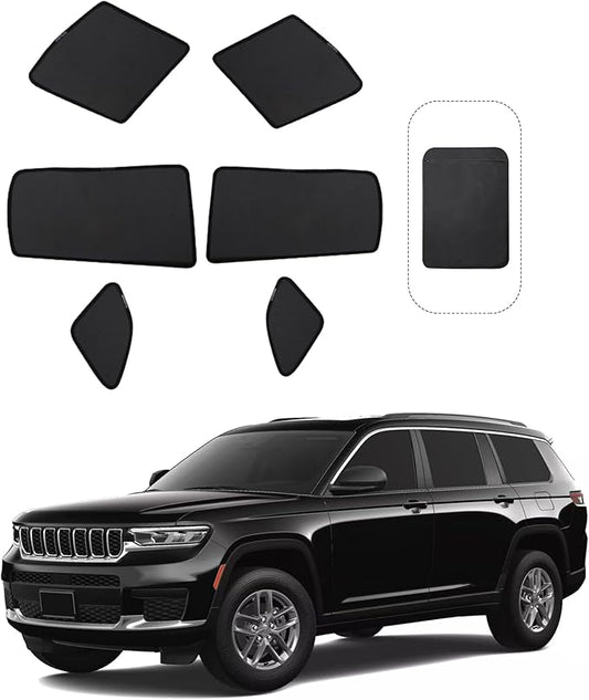 Front Side Half Window Shade Foldable Custom Fit for 2019-2024 Jeep Cherokee Car Window Shades for Side Window Sun Shade UV Protection Heat Insulation for Camping Sleeping 6PCS