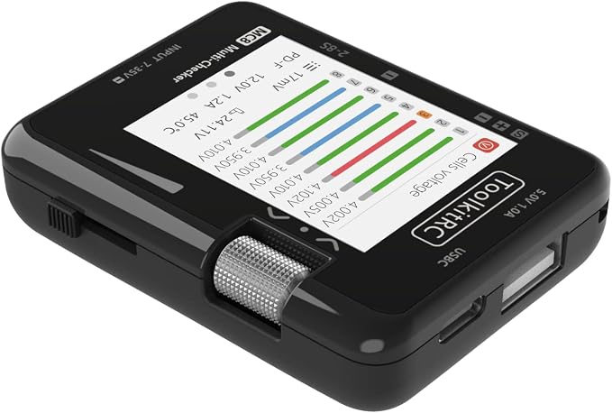 ToolkitRC MC8 Mini Size Cell Checker 32 Bit Battery Multi-Checker PWM Output PPM SBUS Readout for lipos ESC Servo Tester Tool Multi Tool with USB-C Fast Charging