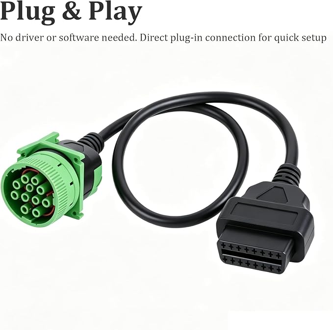 2pcs Green Type 2 J1939 Male and Female Pass-Through to OBD2 Cable for Freightliner Code Reader ELD Tracker (2)