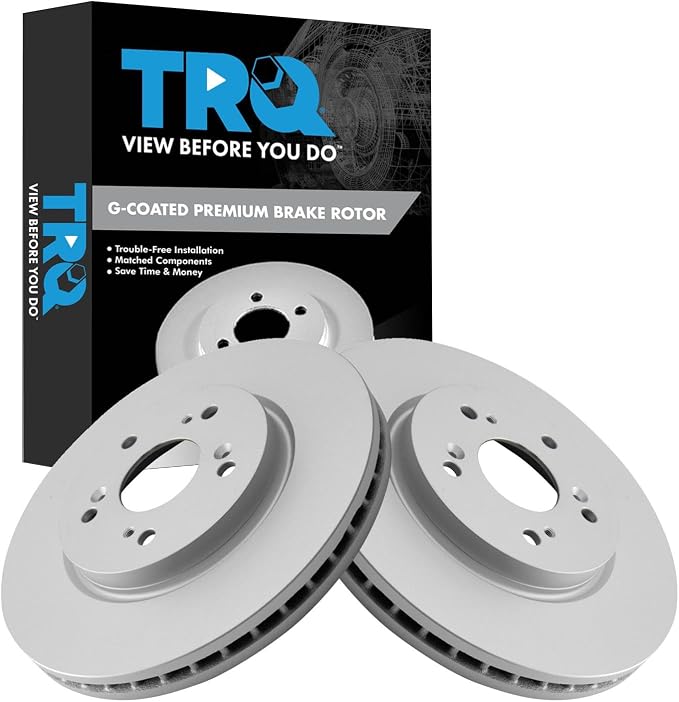 TRQ Front Brake Rotor Set G Coated Vented Compatible with 2007-2012 Acura RDX 2007-2016 Honda CR-V 2010-2011 Accord Crosstour 2012-2015 Crosstour