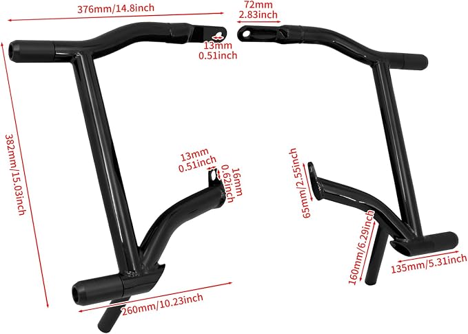 Motorcycle Crash Bar Engine Guard Highway Crash Bar Fit for Harley Touring Street Glide Road Glide Road King Electra Glide Ultra (C-Engine Guard+Saddlebag Guards for 14-23 Touring)