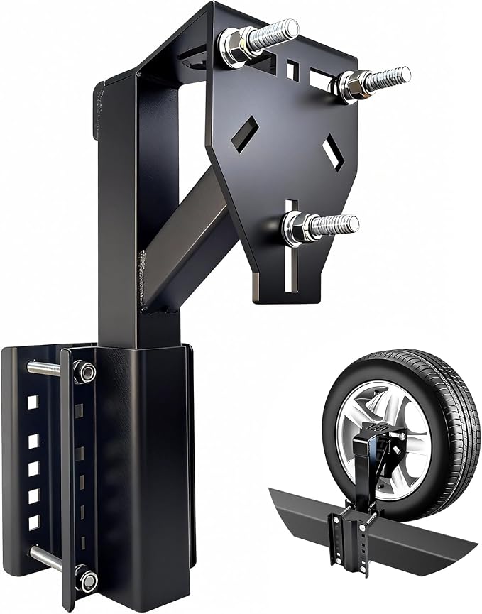 Rv Spare Tire Carrier, High Ground Clearance Heavy Duty Spare Tire Mount with 3-Nut Design, 300lb Capacity, (Fits 4/5/6/8 Lug)