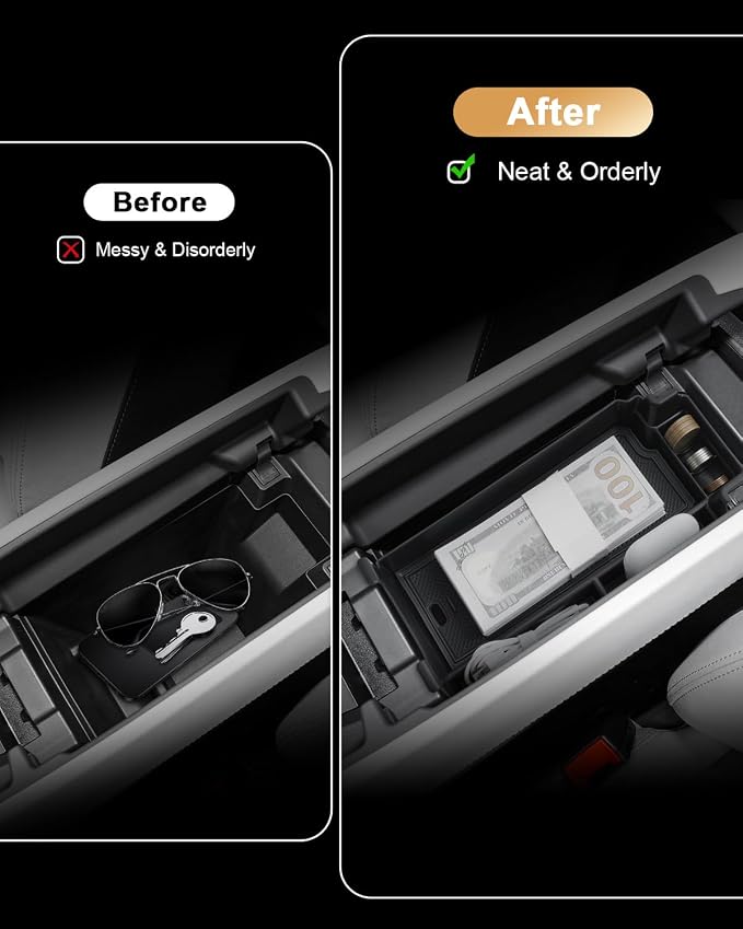 ECOZEN Organizer Set For 2021-2026 Nissan Rogue - 3 Pcs Armrest Box Storage Tray + Lower Center Console Organizer Tray + 8-Inch Behind Screen Organizer Tray For 2021-2026 Rogue Accessories