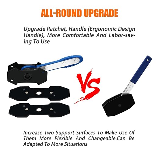 Brake Caliper Compression Tool, Brake Caliper Tool with 360 Degree Swing Ratchets, Caliper Piston Compressor Tool with 2PCS Steel Plates, Brake Caliper Press Tool with Brake Caliper Hooks, Blue