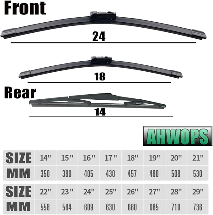 3 Wiper Front and Rear Wiper Blades for Mazda CX-5 2017-2023, OE Original Style (24″/18″ Front/14″ Rear) For My Car