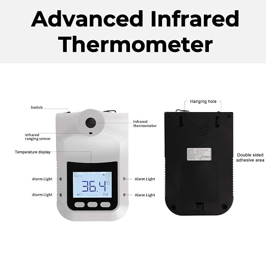 LETUSTO Wall-Mounted Infrared Temperature Reader, Non-Contact Instant LED Display with Alarm (with Stand)