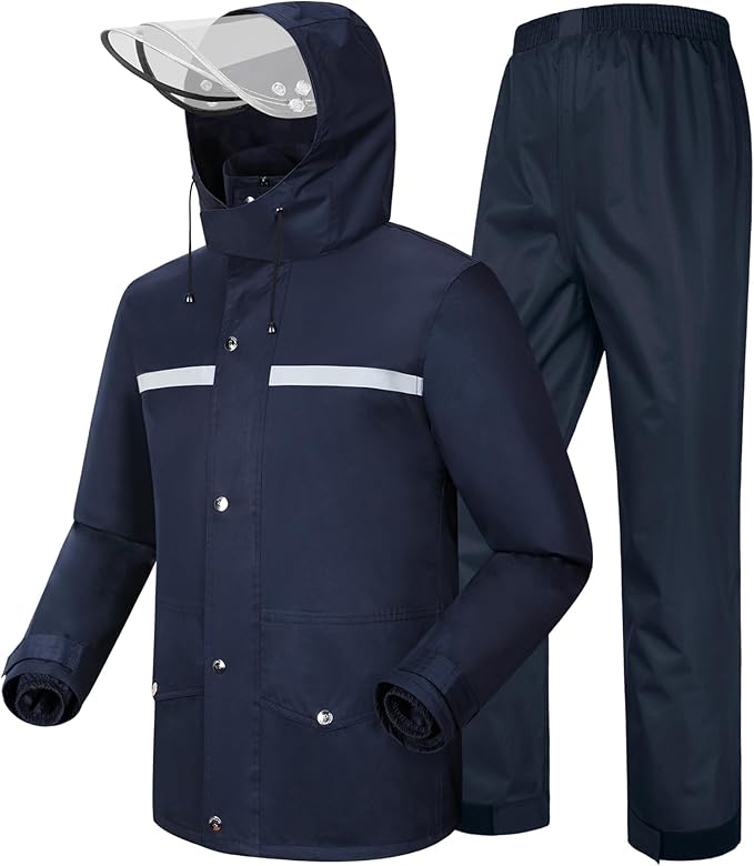 iCreek Rain Suit Waterproof Jacket and Pants Hi Vis Raincoat for Men and Women Reflective Outdoor for All-Sport Work