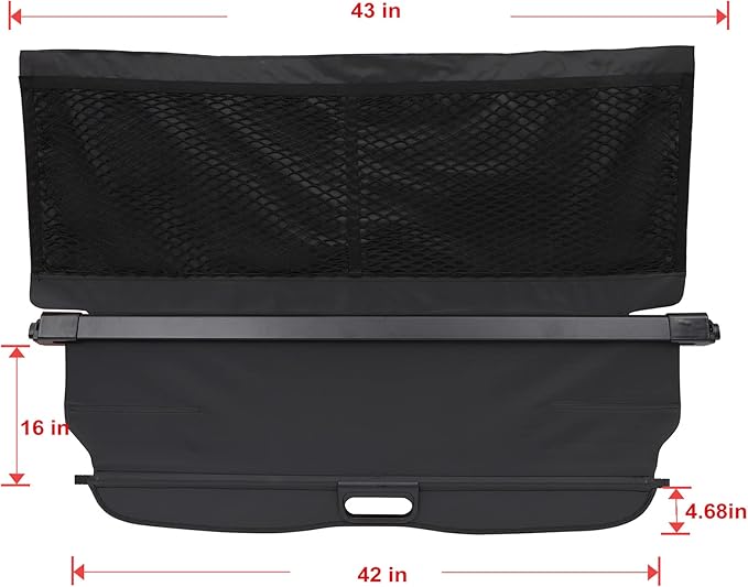 SCITOO Cargo Cover Shade for 2016 2017 2018 Fit for Smart Fortwo Accessories Retractable Rear Trunk Anti-Peeping Security Shade with Extra Storage Net Easy to Install