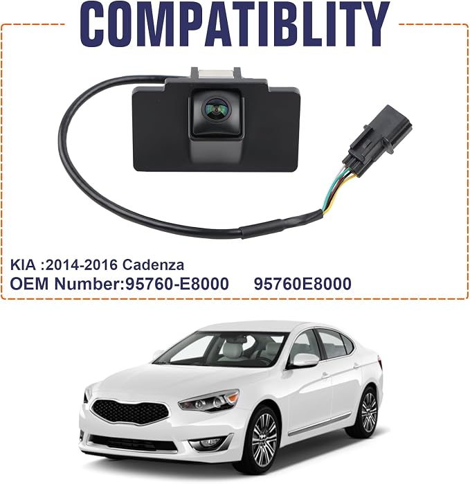 Rear View Backup Camera Compatible with 2014-2016 Kia Cadenza Park Assist Camera Replace# 95760-E8000
