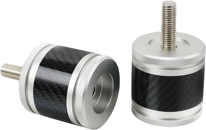 Crash Bar Sliders End Caps CNC Carbon Fiber Inlay Decorative Sliders Fits for 1.25" Front Engine Guard Rear Saddlebag Guard CNC 60mm (Silver)