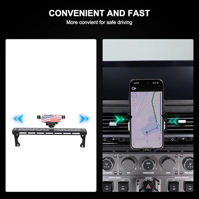 Compatible with INEOS Grenadier 2020-2024 Car Phone Mount and Walkie Talkie Mount Stand Set, Centre Console Multifunctional Track Mobile Phone Holder Expansion Platform (Style C)