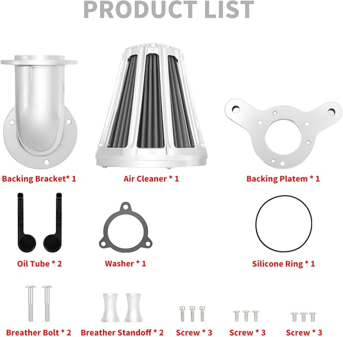 Air Cleaner Filter 90° Forward-Facing Intake Kit CNC Fit for Harley Touring Softail Dyna Sportster XL (Chrome Housing Grey Element, C For Touring 08-16,Softail 16-17,Trike 08-16)
