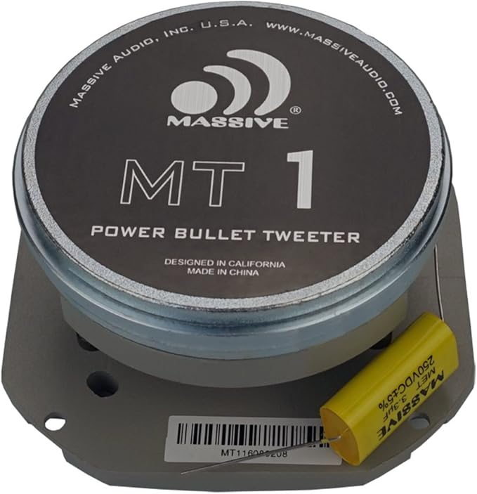 Massive Audio MT1V2 3.5" Power Bullet Tweeter | 4 Ohm, 60W RMS Titanium Dome Super Tweeter, High-Output Pro Audio Highs, Aluminum Housing for Car, Motorcycle & Powersports Systems