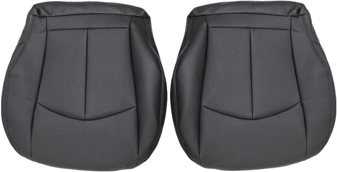 SecosAutoparts Black Front Driver & Passenger Side Bottom Replacement Perforated Leather Seat Covers Compatible with Mercedes Benz E63 E280 E300 E320 E350 E500 E550 2003-2009
