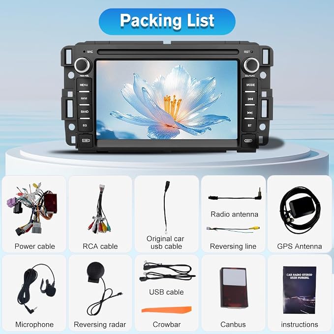 AWESAFE Android Car Stereo for Chevy Silverado GMC Sierra Yukon 2007-2013, Touch Screen Silverado 1500 Radio Replacement with GPS Navigation CarPlay Android Auto Multimedia Video Player - 2GB+64GB