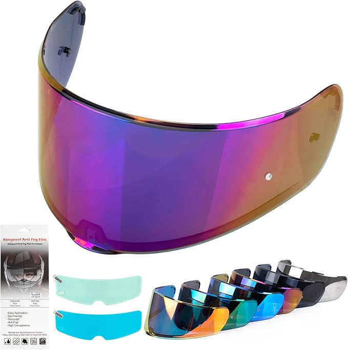 XINGWU Motorcycle Helmet Visor for Sedici Strada 2 Strada 3 LS2 FT2 VECTOR FF801 FF397 with Anti-fog Rainproof Helmet Film Face Shield Motorcycle Helmet Accessories Visor Replacement (Rainbow)