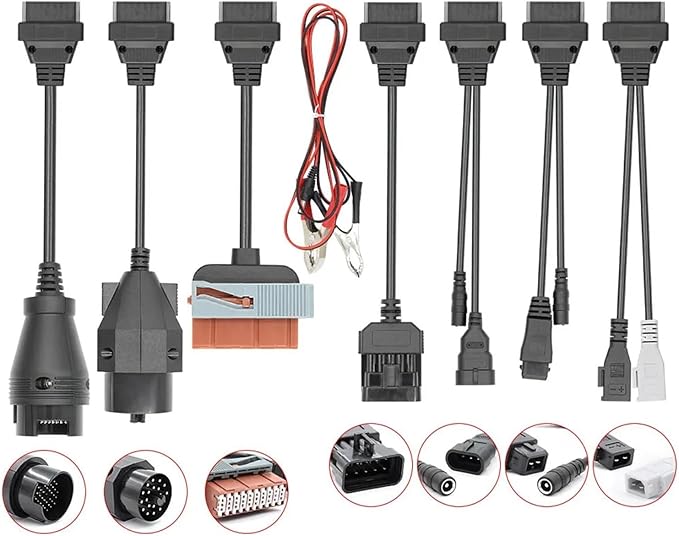 8Pcs Full Sets TCS CDP Multidiag PRO Car Truck OBD Converter Cables OBD2 Diagnostic Interface Connector Extension Cable(8PCS Truck Cable)