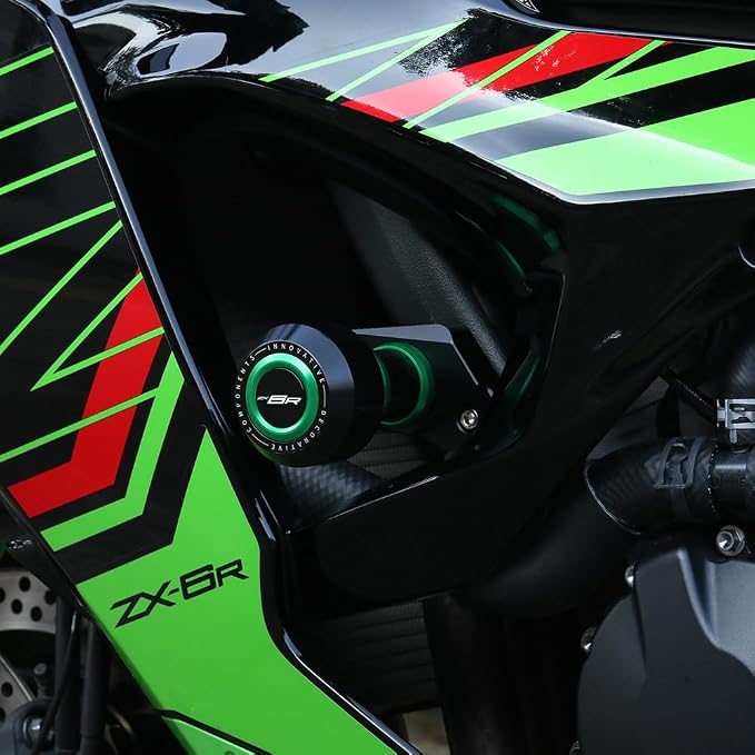 Motorcycle Frame Sliders Falling Protection Crash Protector CNC Compatible With Ninja ZX6R 2024 2025 2026 Engine Fairing Guards ZX636 Ninja636 ZX-6R ZX6R Accessories (Black)