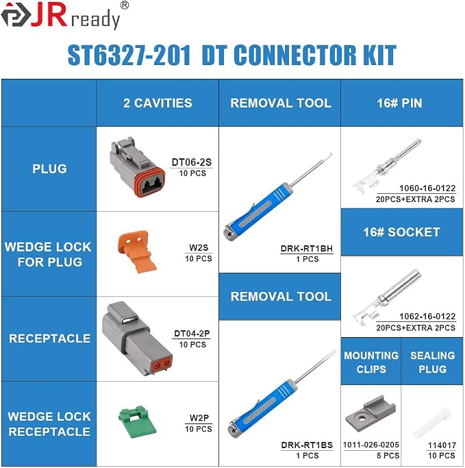 JRready Deutsch Crimp Tool ACT-LY-16DT with DT Connector Kit 2 Pin 10 Sets