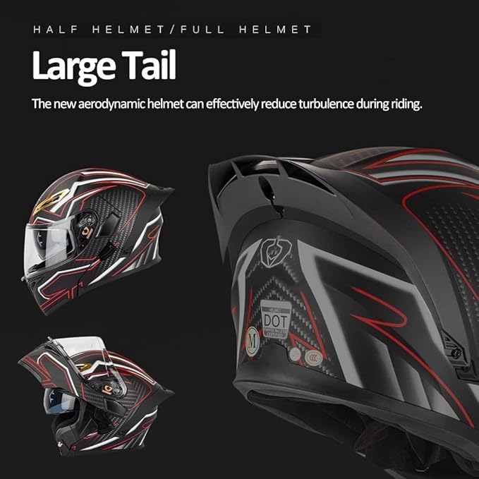 Bluetooth Modular Motorcycle Helmet DOT/ECE Approved Full Face Flip up Anti-Fog Double Visor Helmet Built-in Dual Speaker with Microphone for Adult Men and Women…