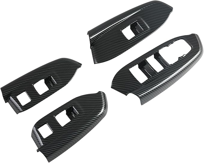 4 PCS Window Lift Switch Panel Frame Cover for Chevrolet Trailblazer 2024-2026,Car Door Windows Glasses Lifter Button Trim Decoration Accessories (ABS Imitation Carbon Fiber Pattern)