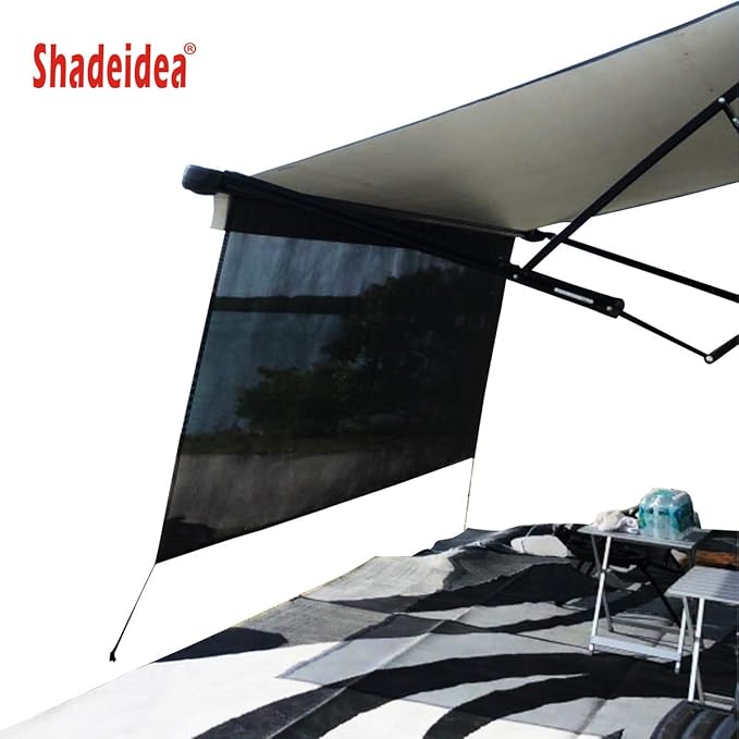 Shadeidea RV Sun Shade Screen for RV Awning - 10' X 18' 5'' (fit for 19' Awning) Black Mesh Sunshade Motorhome Camping Trailer Screen Shade UV Sunblocker Canopy Sunscreen - 3 Year Warranty
