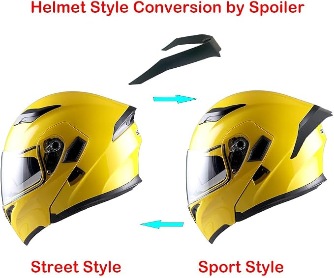 1Storm Motorcycle Modular Full Face Helmet Flip up Dual Visor Sun Shield: HB89 Glossy Yellow